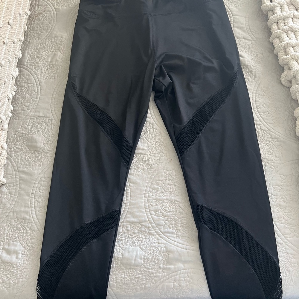 Forever 21+ cris cross black mesh leggings